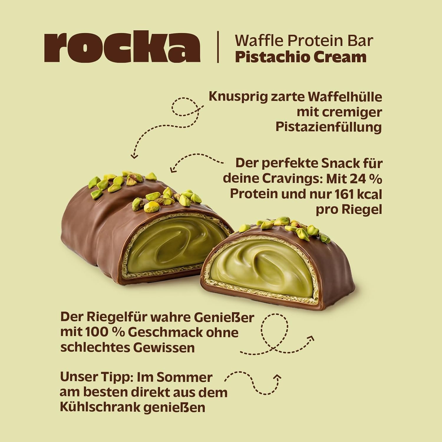 Rocka Waffel Protein Bar (30g per bar) - Veganer Waffelsnack ohne Zucker mit nur 162 kcal pro Portion - Proteinquelle - Knusprig & Cremig - Ideal für Bewusste Ernährung - Image 2